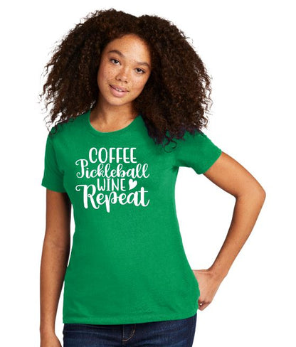 Coffee Pickleball Wine Repeat - Casual Style Short Sleeve