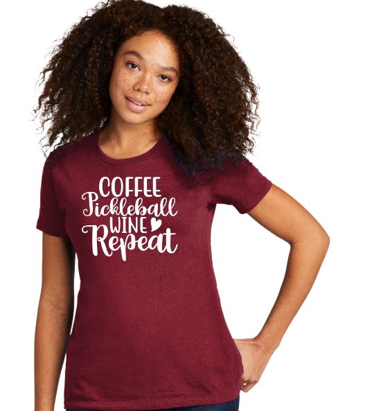 Coffee Pickleball Wine Repeat - Casual Style Short Sleeve