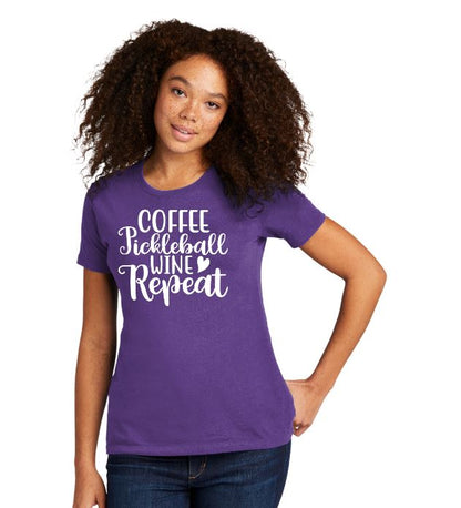 Coffee Pickleball Wine Repeat - Casual Style Short Sleeve