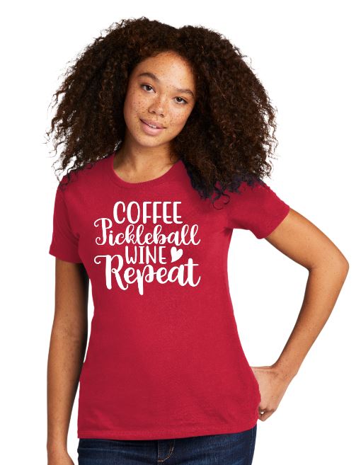 Coffee Pickleball Wine Repeat - Casual Style Short Sleeve