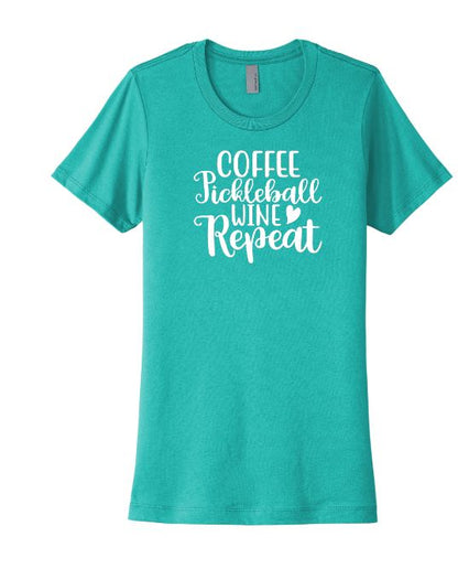 Coffee Pickleball Wine Repeat - Casual Style Short Sleeve