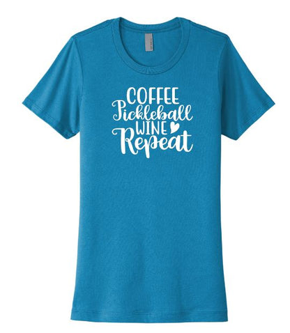 Coffee Pickleball Wine Repeat - Casual Style Short Sleeve