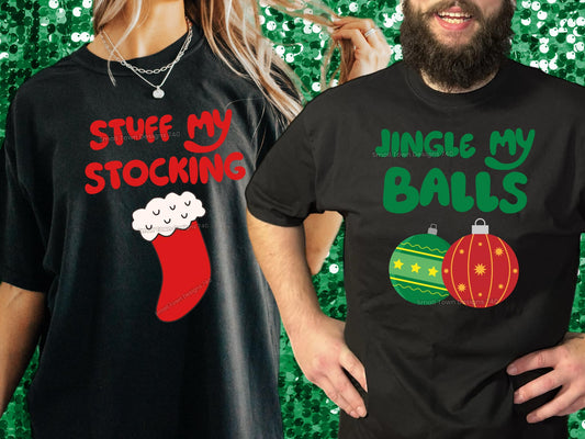 Couples Naughty Christmas Tees - Christmas Holiday Shirt