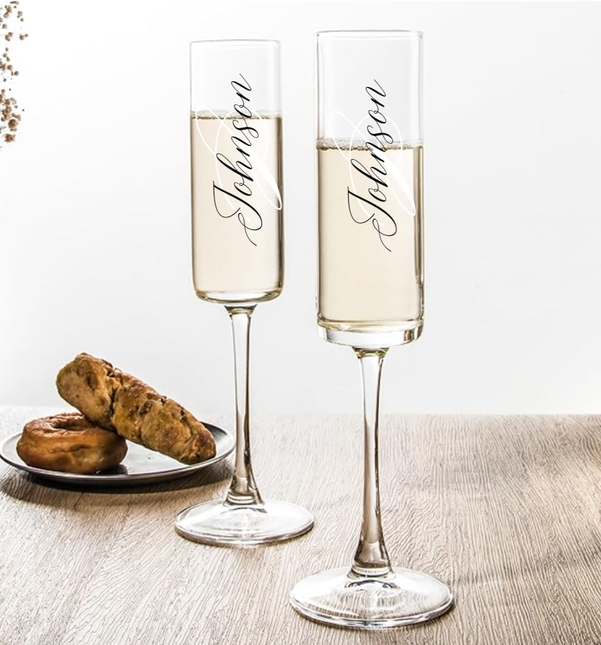 Champagne Bubbly Glasses Customized, Realtor Bundle