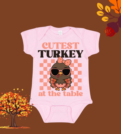 Cutest Turkey at the Table - Thanksgiving Holiday Kids Shirt