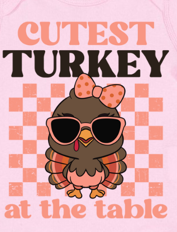 Cutest Turkey at the Table - Thanksgiving Holiday Kids Shirt