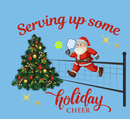 Santa Serving Up Christmas Cheer - Holiday Pickleball Shirt