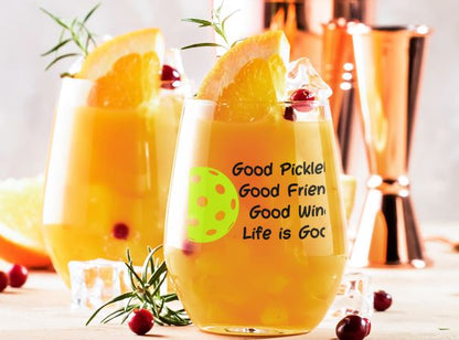 Pickleball Wine Glass Set - Stemless