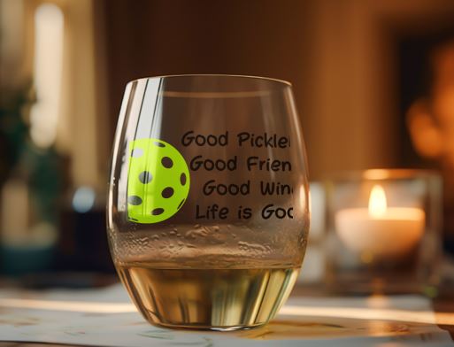 Pickleball Wine Glass Set - Stemless